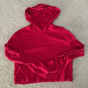 Hollister Deep red hooded top lightweight thermal texture